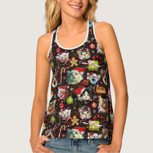 Christmas Cats in Space Galaxy Stars Funny Holiday Singlet