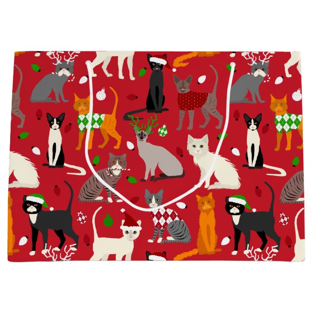 Christmas Cats Large Gift Bag (Front)