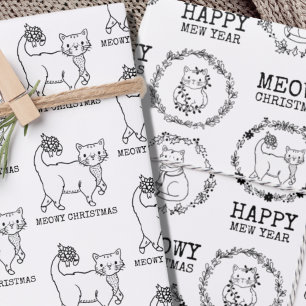 Christmas Cats Meowy Christmas Cute Wrapping Paper Sheet