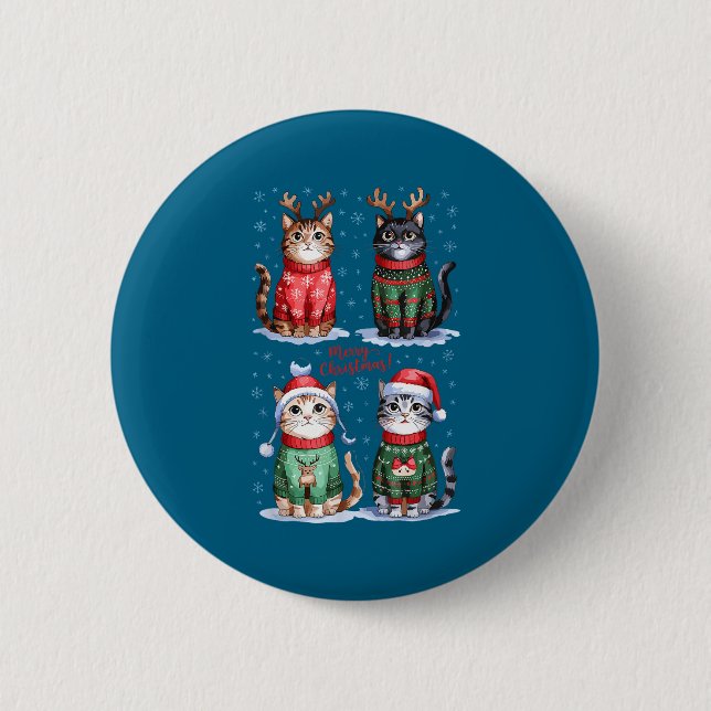 Christmas Cats _ Merry Christmas Cats Graphic  6 Cm Round Badge (Front)