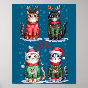 Christmas Cats _ Merry Christmas Cats Graphic  Poster