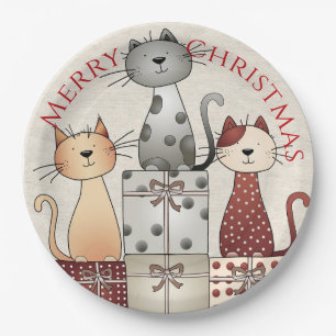 Christmas Cats Paper Plate