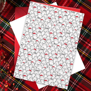 Christmas Cats Pattern Meowy Catmas Holiday Card