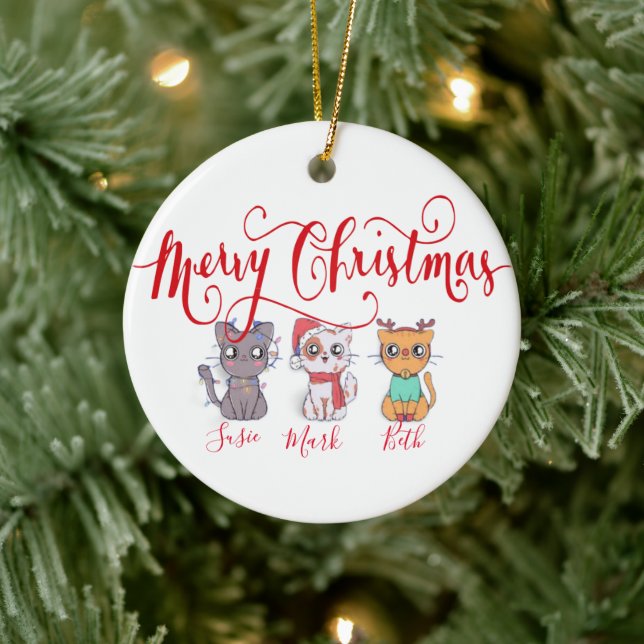 Christmas cats  personalised ceramic ornament (Tree)
