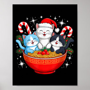 Christmas Cats Ramen Kitten Anime Men Women Kids X Poster