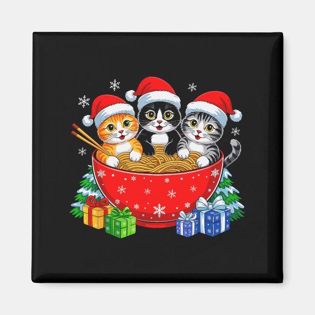 Christmas Cats Ramen Kitten Anime Xmas For Men Wom Magnet (Front)