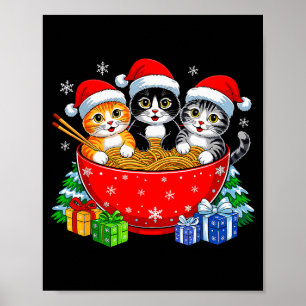 Christmas Cats Ramen Kitten Anime Xmas For Men Wom Poster