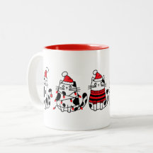 Christmas Cats Red Black White Mug