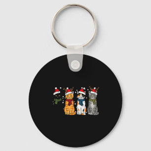 Christmas Cats Santa Cute Xmas Kittens Women Girls Key Ring