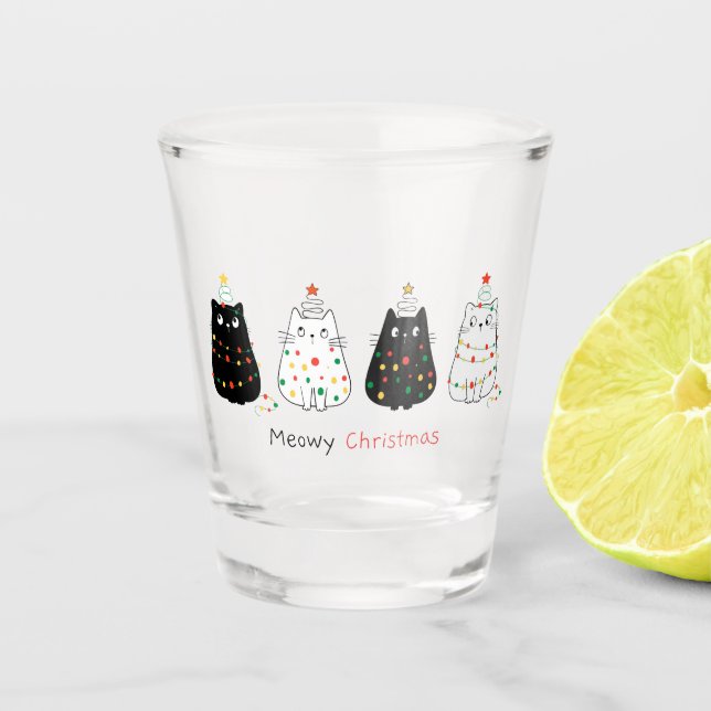 Christmas Cats Shot Glass (Front)