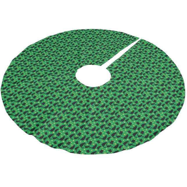 Christmas Cats Stars And Trees Brushed Polyester Tree Skirt (Angled)
