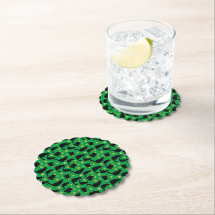 Christmas Cats Stars And Trees Paper Coaster