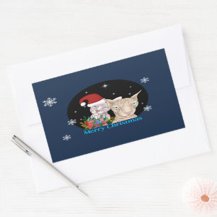 Christmas Cats under the starry sky Rectangular Sticker