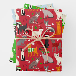 Christmas Cats Wrapping Paper Sheet