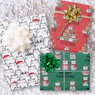 Christmas Cats Wrapping Paper Sheet