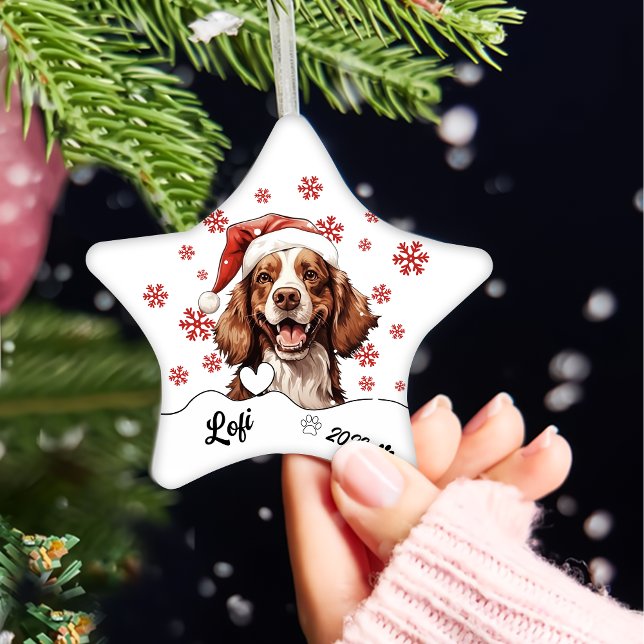 Christmas Cavalier Charles Dog Personalised Ceramic Ornament (Creator Uploaded)
