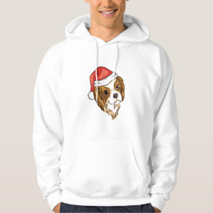 Christmas Cavalier Dog Wearing Santa Hat Art Hoodie
