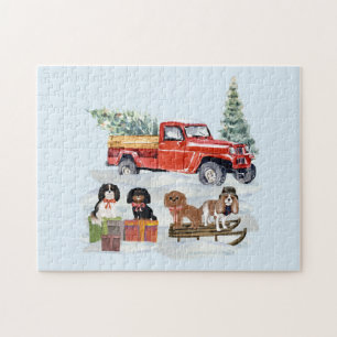 Christmas Cavalier King Charles and Truck Jigsaw Puzzle