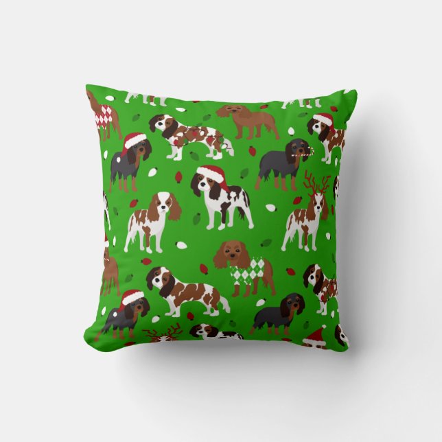 Christmas Cavalier King Charles Spaniel Cushion (Front)