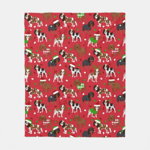 Christmas Cavalier King Charles Spaniel Fleece Blanket