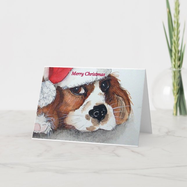 Christmas Cavalier King Charles Spaniel Holiday Card (Front)