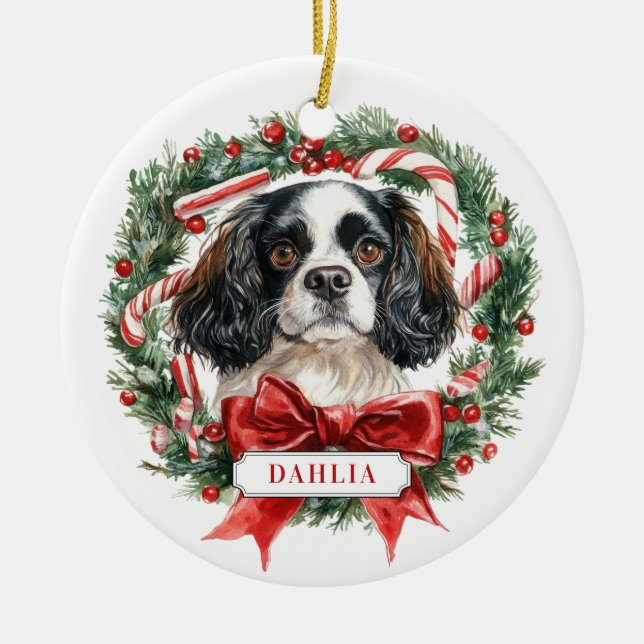 Christmas Cavalier King Charles Spaniel Ornament (Front)