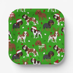 Christmas Cavalier King Charles Spaniel Paper Plate
