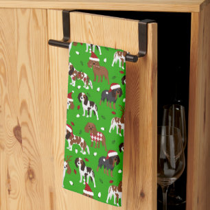 Christmas Cavalier King Charles Spaniel Tea Towel