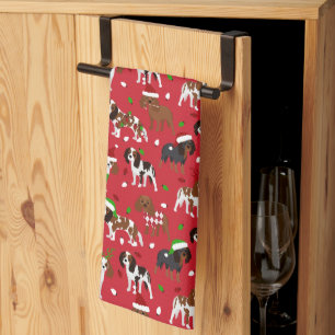 Christmas Cavalier King Charles Spaniel Tea Towel