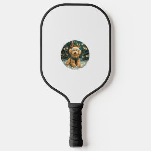 Christmas Cavapoo Reindeer Dog Santa Hat Cute Holi Pickleball Paddle