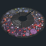Christmas Celebration Chalkboard Circle Brushed Polyester Tree Skirt<br><div class="desc">Festive Christmas tree skirt in trendy chalkboard theme with prancing deer,  gifts,  flowers,  snowflakes and other holiday art. Typography text says Merry Christmas with banner below saying Peace,  Love,  Joy.</div>