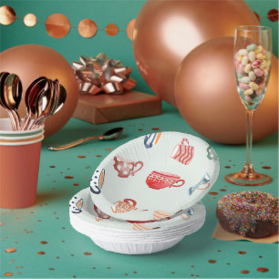 Christmas celebration party pattern cute blue red paper plate