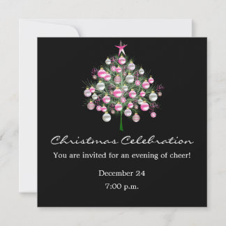 Christmas Celebration Pink-Themed Invitation