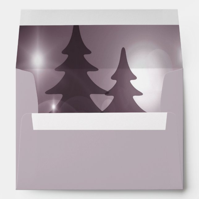 Christmas Celebration Pink Trees Purple Elegant Envelope (Back (Bottom))