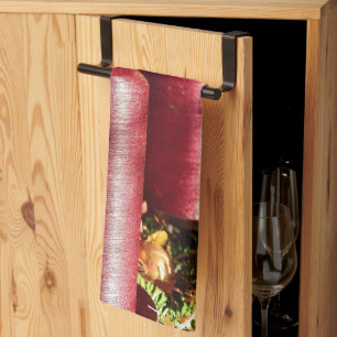 Christmas Celebration Red Candles Winter Holidays Tea Towel