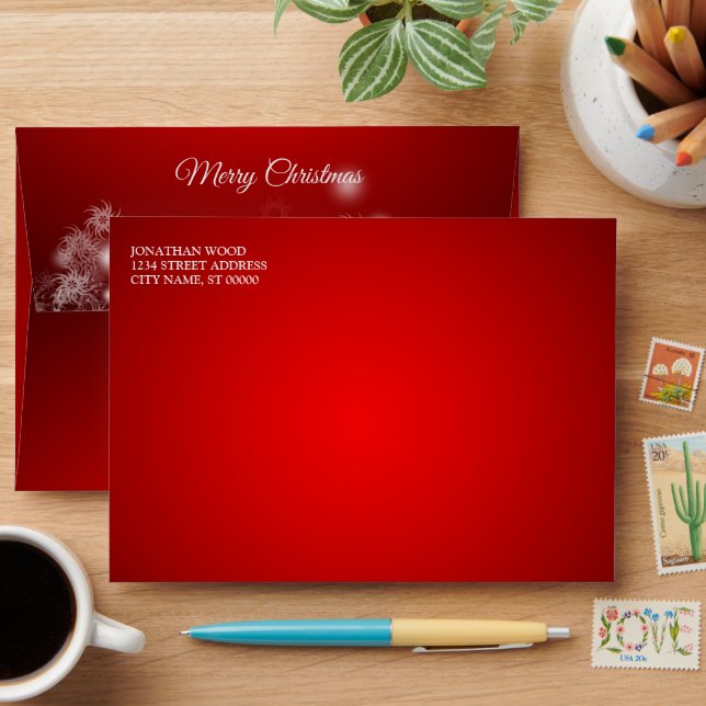 Christmas Celebration Red Reindeer Winter Envelope (Desk)