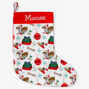 Christmas Celebration With Goofy Bulldog  Small Christmas Stocking