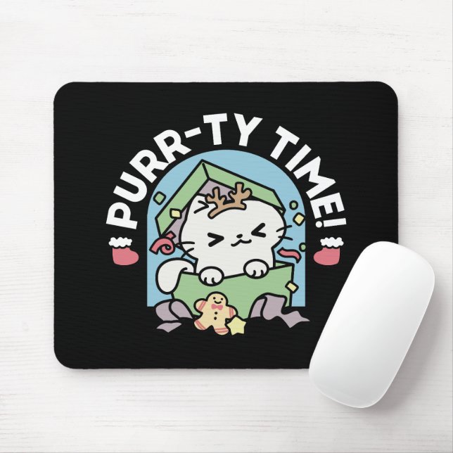 Christmas Celebration with Purr-ty Time Cat Mouse Pad (With Mouse)