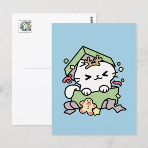 Christmas Celebration with Purr-ty Time Cat Postcard