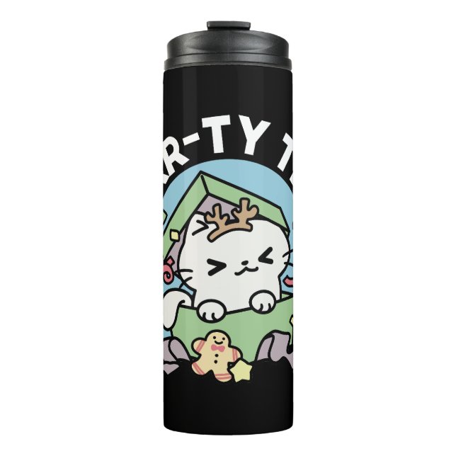 Christmas Celebration with Purr-ty Time Cat Thermal Tumbler (Front)