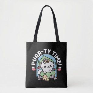Christmas Celebration with Purr-ty Time Cat Tote Bag