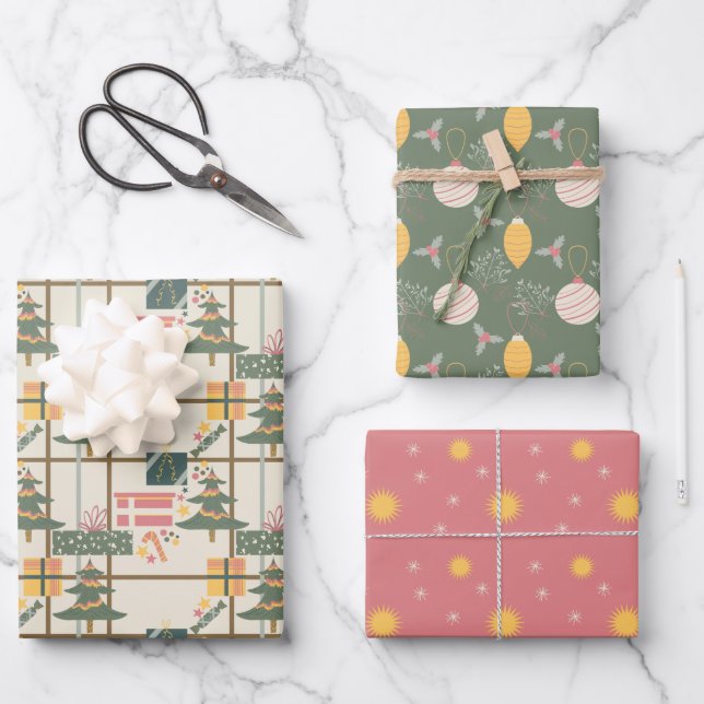 Christmas celebration Wrapping Paper Set of 3 (Front)