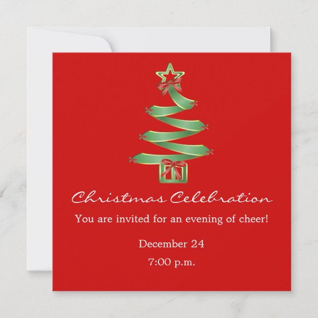 Christmas Celebration X-Mas Tree Invitation (Front)
