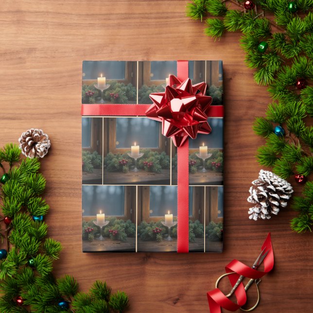 Christmas Centerpiece By Farmhouse Window Wrapping Paper (Holiday Gift)