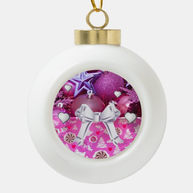 Christmas Ceramic Ball Ornament (Front)