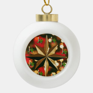 Christmas Ceramic Ball Ornament, Candle Ceramic Ball Christmas Ornament