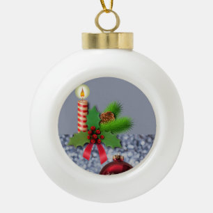 Christmas Ceramic Ball Ornament, Candle Ornament