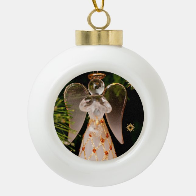 Christmas Ceramic Ball Ornament, Christmas Angel Ceramic Ball Christmas Ornament (Front)