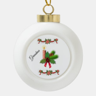 Christmas Ceramic Ball Ornament, Christmas Candle Ceramic Ball Christmas Ornament