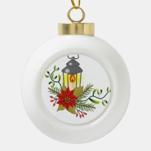 Christmas Ceramic Ball Ornament, Christmas Candle Ornament